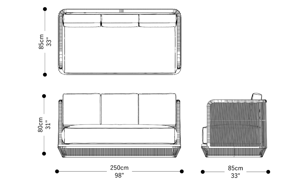 Image of the main dimensions of the product